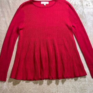 Philosophy‎ Women Small Red Stripe Rayon Knit Round Neck Long Sleeve Sweater (R)